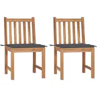 Markenlos 2 Gartenstühle aus massivem Teakholz mit Kissen