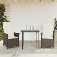 Markenlos Gartenstuhl aus wetterfestem PE-Rattan mit Polsterkissen und verstellbarer Rückenlehne