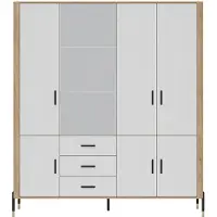 Furniture24 Kleiderschrank Dante Dt17 Drehtürenschrank 93 X 197 X 56 Cm - Cremona Eiche/Weiß