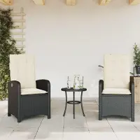Markenlos Gartenstuhl aus robustem PE-Rattan mit gepolstertem Kissen, Stahlgestell, verstellbarer Rückenlehne und waschbarem Bezug für die Terrasse