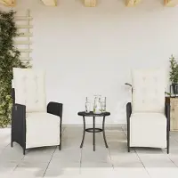 Markenlos Gartenstuhl aus wasserdichtem PE-Rattan mit gepolsterten Kissen, verstellbarer Rückenlehne und Fußstütze, stabilem Stahlgestell und abnehmbaren Bezügen