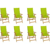 Markenlos Verstellbare Gartenstühle mit Auflagen, 8 Stück, aus massivem Teakholz