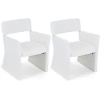 Costway Sessel 2er Set, gepolsterter Relaxsessel, Lesessel, Polsterstuhl Bouclé mit Armlehnen, Loungesessel bis 180 kg belastbar, Esszimmerstuhl, Weiß