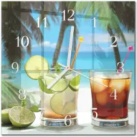Drukarnia Piga Tulup Glasuhr Wanduhr Küchenuhr Echt-Glas 30x30 cm Modern Dekorativ Geräuschlos Weiße Zeiger - Cocktail