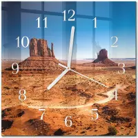 Drukarnia Piga Tulup Glasuhr Wanduhr Küchenuhr Echt-Glas 30x30 cm Modern Dekorativ Geräuschlos Weiße Zeiger - Wüste