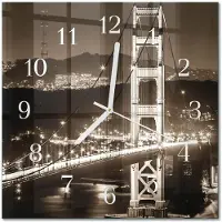 Drukarnia Piga Tulup Glasuhr Wanduhr Küchenuhr Echt-Glas 30x30 cm Modern Dekorativ Geräuschlos Weiße Zeiger - Brücke