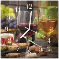Drukarnia Piga Tulup Glasuhr Wanduhr Küchenuhr Echt-Glas 30x30 cm Modern Dekorativ Geräuschlos Weiße Zeiger - Weinglas