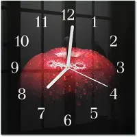 Drukarnia Piga Tulup Glasuhr Wanduhr Küchenuhr Echt-Glas 30x30 cm Modern Dekorativ Geräuschlos Weiße Zeiger - Apfel