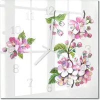 Drukarnia Piga Tulup Glasuhr Wanduhr Küchenuhr Echt-Glas 30x30 cm Modern Dekorativ Geräuschlos Weiße Zeiger - Blumen
