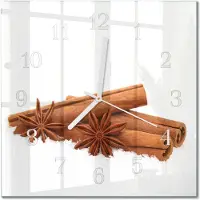Drukarnia Piga Tulup Glasuhr Wanduhr Küchenuhr Echt-Glas 30x30 cm Modern Dekorativ Geräuschlos Weiße Zeiger - Vanille