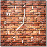 Drukarnia Piga Tulup Glasuhr Wanduhr Küchenuhr Echt-Glas 30x30 cm Modern Dekorativ Geräuschlos Weiße Zeiger - Ziegelmauer