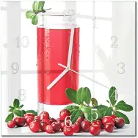 Drukarnia Piga Tulup Glasuhr Wanduhr Küchenuhr Echt-Glas 30x30 cm Modern Dekorativ Geräuschlos Weiße Zeiger - Cranberries