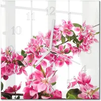 Drukarnia Piga Tulup Glasuhr Wanduhr Küchenuhr Echt-Glas 30x30 cm Modern Dekorativ Geräuschlos Weiße Zeiger - Blumen