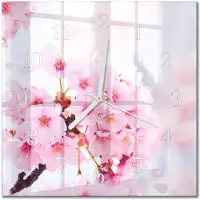 Drukarnia Piga Tulup Glasuhr Wanduhr Küchenuhr Echt-Glas 30x30 cm Modern Dekorativ Geräuschlos Weiße Zeiger - Blumen