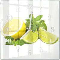 Drukarnia Piga Tulup Glasuhr Wanduhr Küchenuhr Echt-Glas 30x30 cm Modern Dekorativ Geräuschlos Weiße Zeiger - Zitronenminze