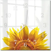 Drukarnia Piga Tulup Glasuhr Wanduhr Küchenuhr Echt-Glas 30x30 cm Modern Dekorativ Geräuschlos Weiße Zeiger - Blume