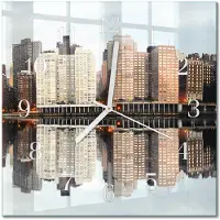 Drukarnia Piga Tulup Glasuhr Wanduhr Küchenuhr Echt-Glas 30x30 cm Modern Dekorativ Geräuschlos Weiße Zeiger - Horizont
