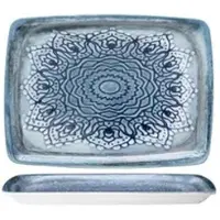 Güral Blu Voyage Rechteckiges Tablett 31x23 cm Gural Bone China Digitaldruck 2er-Pack