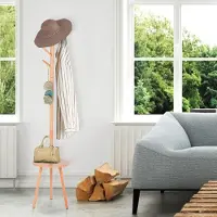 Kkmoon Wooden Floor Standing Coat Rack Stand mit kleinen Couchtisch für Home Living Room Decor