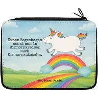 Mr. & Mrs. Panda Federtasche Einhorn Regenbogen Design - Weiß - Geschenk, Unicorn, Erwachsenwerden, Mäppchen, Etui, Schulmäppchen, für Stifte, Glitzer, Einhornpower