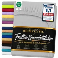 EXKLUSIV HEIMTEXTIL Frottee Spannbettlaken Premium 180 - 200 x 200 cm Silber 80% Baumwolle 20% Polyester Öko - Tex Zertifiziert Bed-Sheet Bettlaken