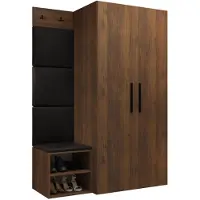 Mirjan 24 Garderoben-Set Medi IV, Schuhschrank, Kleiderhakenbrett, 4x Paneel 42x42, 2 Kleiderhaken (Farbe: Nuss Warmia, Soft 011)