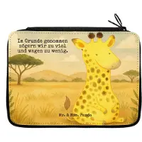 Mr. & Mrs. Panda Bleistiftetui Giraffe Zufrieden Design - Weiß - Geschenk, Abenteuer, Federmäppchen, Schlampermäppchen, Mäppchen, Glück, Federmappe, Afrika