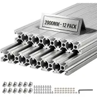 StarTech.com Aluminium Profil 20x20 - T-Nut Aluprofil Set - 12 Stück - 2 m Länge - Eloxiert nach EU-Norm - Hochfestes Strangpressprofil - Für 3D-Drucker & CNC-Werkbank - Silber