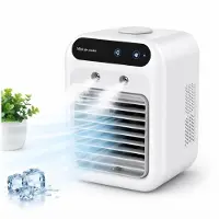 Slyrun Leiser Mini Luftkühler mit Wassernebel, Touch Bedienung, 2 Geschwindigkeiten, unter 36dB, ideal für Schlafen, Büro & Sommer Hitze