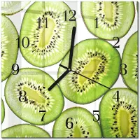 Drukarnia Piga Tulup Glasuhr Wanduhr Küchenuhr Echt-Glas 30x30 cm Modern Dekorativ Geräuschlos Schwarzen Zeigern - Kiwi