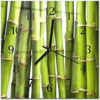 Drukarnia Piga Tulup Glasuhr Wanduhr Küchenuhr Echt-Glas 30x30 cm Modern Dekorativ Geräuschlos Schwarzen Zeigern - Bambus