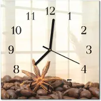 Drukarnia Piga Tulup Glasuhr Wanduhr Küchenuhr Echt-Glas 30x30 cm Modern Dekorativ Geräuschlos Schwarzen Zeigern - Kaffeebohnen
