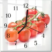 Drukarnia Piga Tulup Glasuhr Wanduhr Küchenuhr Echt-Glas 30x30 cm Modern Dekorativ Geräuschlos Schwarzen Zeigern - Tomaten