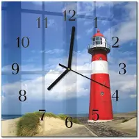 Drukarnia Piga Tulup Glasuhr Wanduhr Küchenuhr Echt-Glas 30x30 cm Modern Dekorativ Geräuschlos Schwarzen Zeigern - Leuchtturm