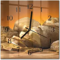 Drukarnia Piga Tulup Glasuhr Wanduhr Küchenuhr Echt-Glas 30x30 cm Modern Dekorativ Geräuschlos Schwarzen Zeigern - Brot