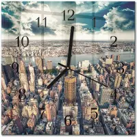 Drukarnia Piga Tulup Glasuhr Wanduhr Küchenuhr Echt-Glas 30x30 cm Modern Dekorativ Geräuschlos Schwarzen Zeigern - New York