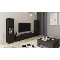 MINIO go for it , Wohnwand BRELA III, 3-teilig, TV Board mit Vitrine und Schrank, 210 cm, Schwarz