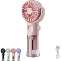 Xkiss Handventilator mit Wasserkühlung,Mini Handventilator(Rosa)tragbarer,mit Wassernebel-Spray,4 Geschwindigkeiten,geeignet für Sport,Reisen,Büro