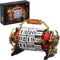 Esun Retro-Kalender-Bausatz für Erwachsene, Vintage-Sammlerstück Spielbausteine Verstellbares Datumsrad, römische Schrift 889 St.
