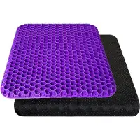 Unyqoos Gel-Sitzkissen orthopädisch, extra doppelt dick, 44 x 36 x 4 cm, formstabiles Gel mit Wabenstruktur, Anti-Rutsch-Bezug, violett – für Büro, Auto & Rollstuhl