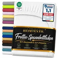 EXKLUSIV HEIMTEXTIL Frottee Spannbettlaken Rundumgummizug Marke 120 x 200 cm Weiss 80% Baumwolle 20% Polyester Öko - Tex Zertifiziert Bed-Sheet Bettl