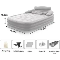 StarTech.com Aufblasbare Campingmatratze für 2 Personen - Luftbett mit integrierter Pumpe - Automatisch aufblasbar 203x152x48 cm - Extra hohe PVC-Konstruktion - Grau