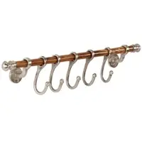 Helloshop26 - Praktische Wandgarderobe 75 x 15 cm 5 verschiebbare Haken moderne Verarbeitung aus silbernem Aluminium