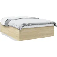 vidaXL Bettgestell Sonoma-Eiche 160x200 cm Holzwerkstoff