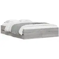 vidaXL Bettgestell mit Schubladen Grau Sonoma 120x190 cm Holzwerkstoff
