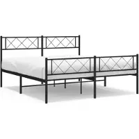 vidaXL Bettgestell mit Kopf- und Fußteil Metall Schwarz 140x200 cm