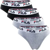 FILA Slip "Slip 4er Pack", Damen, Gr. S, schwarz (schwarz, grau), Obermaterial: 95% Baumwolle CO. 5% Elasthan EL., Unterhosen Slip
