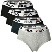 FILA Damen Hipster - 4er Pack Slip, Logo-Bund, Cotton Stretch, einfarbig