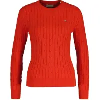 Gant Sweater "Strickpullover STRETCH COTTON CABLE C-NECK", Damen, Gr. XL, rot (rot (perfect rot)), Obermaterial: 88% Baumwolle CO. 10% Polyamid PA. 2% Elasthan EL., Sweatshirts Sweater