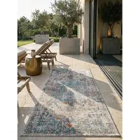 KADIMA DESIGN Outdoor-Teppich 80x300 cm Mehrfarbig Läufer Balkon Garten Outdoor Terrasse LIMMAT |